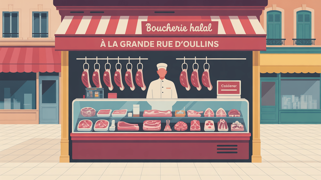 Devanture boucherie halal Grande Rue d'Oullins