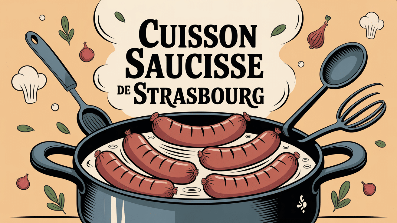 Cuisson saucisse de Strasbourg eau frémissante casserole vapeur