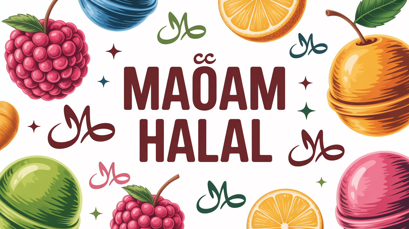 maoam halal bonbons gélifiés avec symbole halal