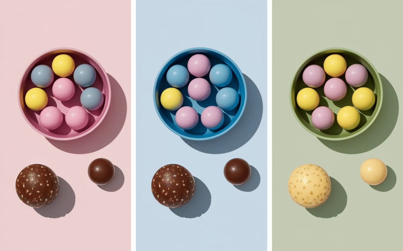 Différents moules bonbon silicone polycarbonate chocolats démoulés