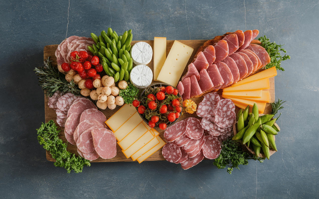 recette tapas à la française assortiment charcuterie fromage végétarien
