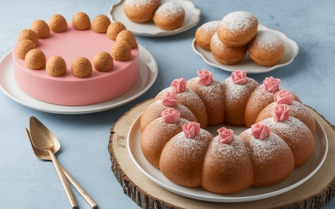 Pâtisseries dessert lyonnais sur plateau rustique