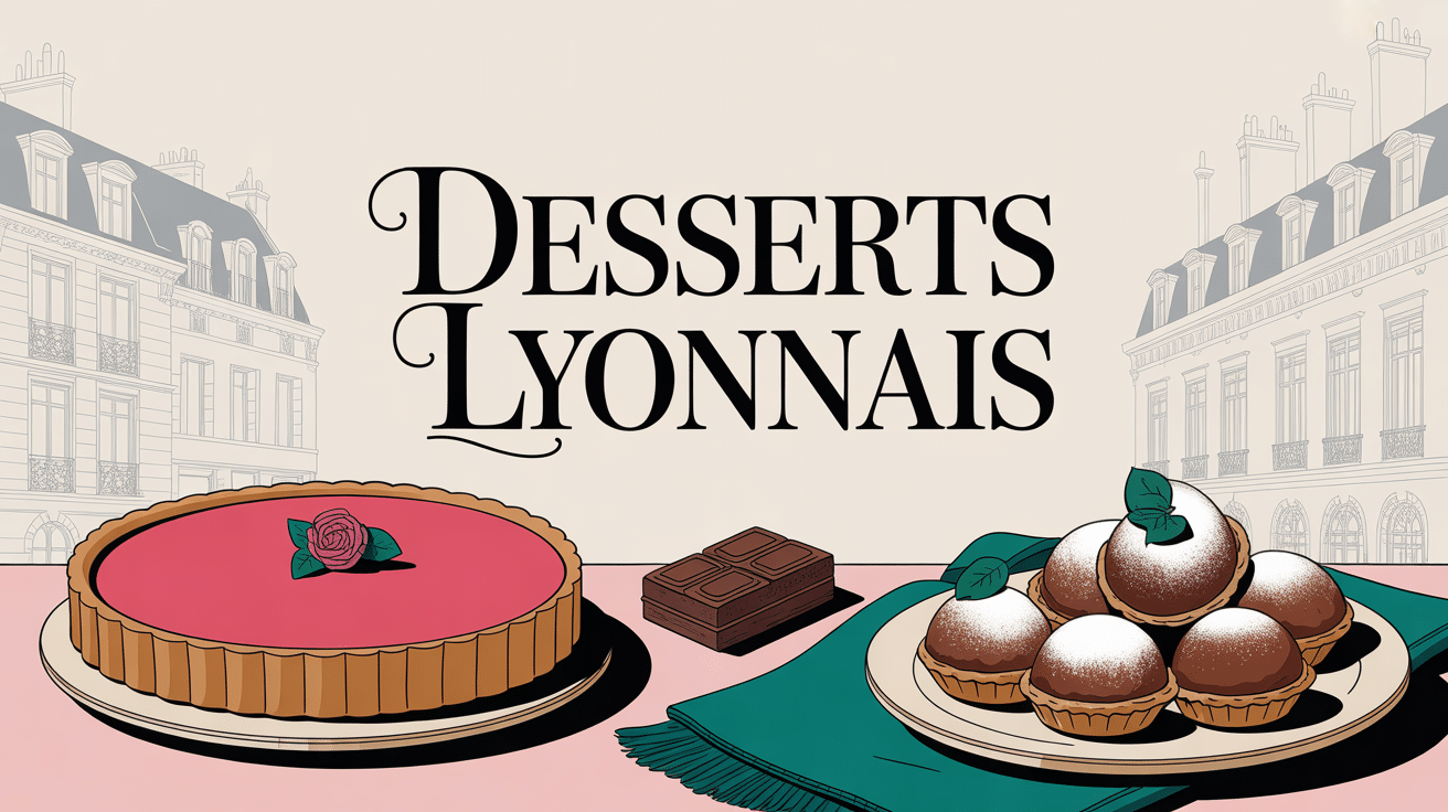 Table avec desserts lyonnais emblématiques