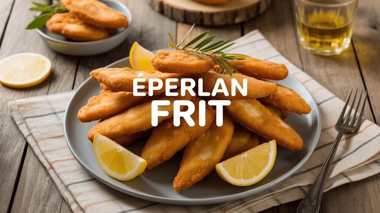eperlan frit doré avec citron sur table rustique
