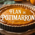 flan de potimarron doré avec courges sur table