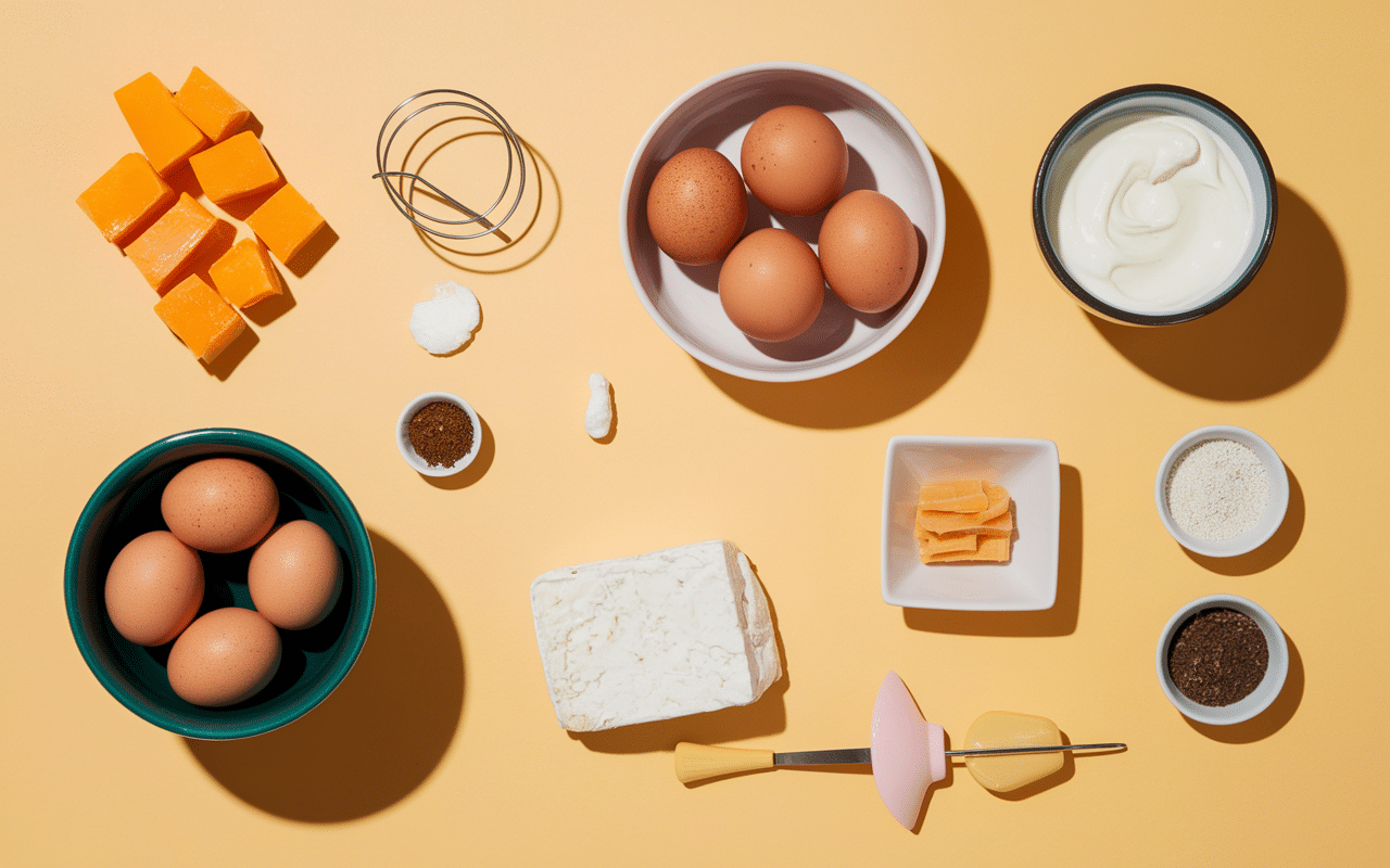 ingrédients flan de potimarron sur table