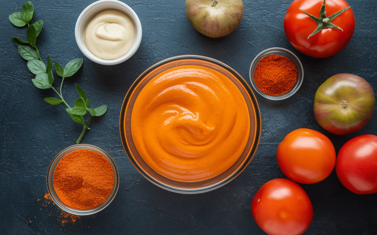 Bol de sauce big tasty et ses ingrédients