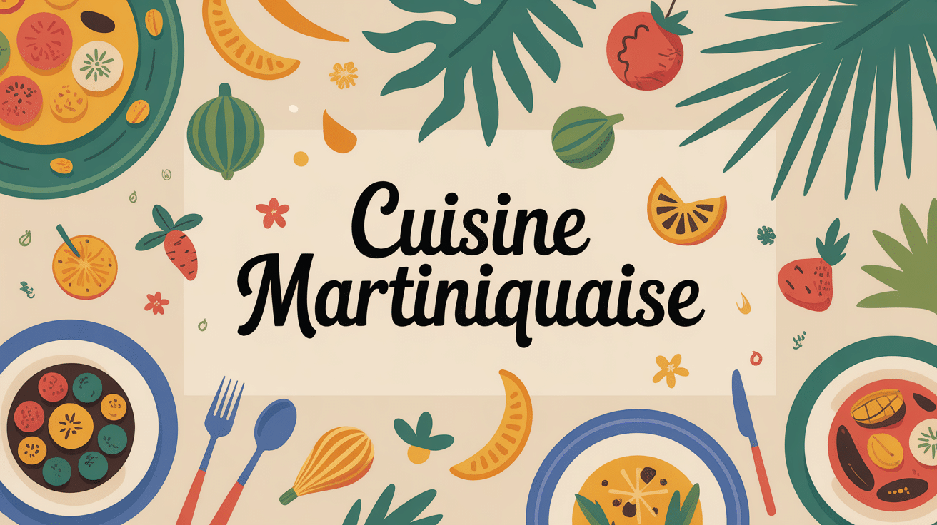 Illustration table de plat martiniquais avec épices exotiques