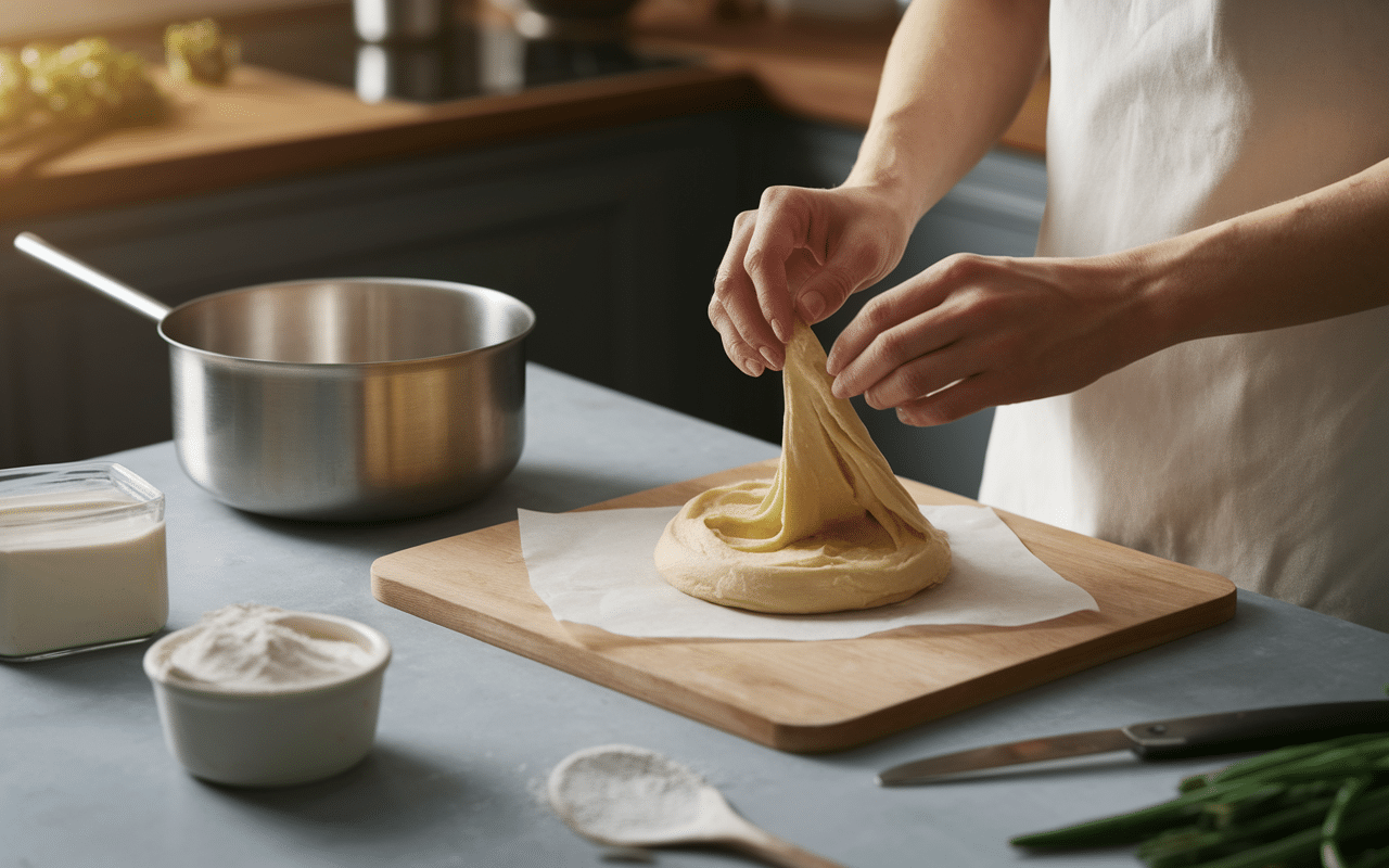 Recette pâte avec farine sans gluten et ustensiles