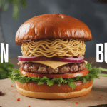 ramen burger avec pain nouilles dorées