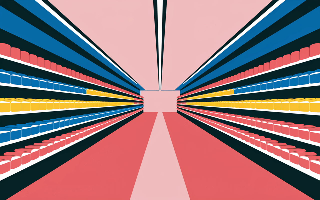 organisation rayons supermarché vue isométrique