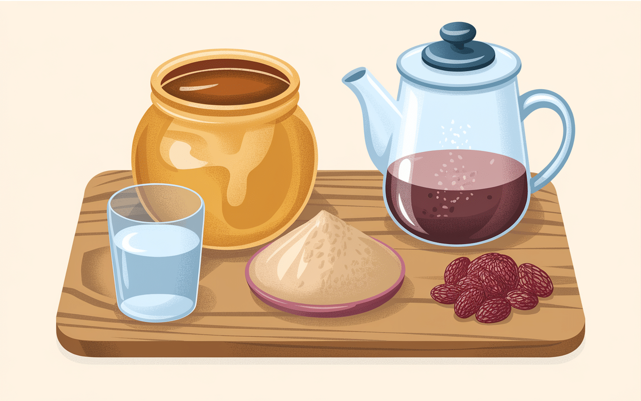 Recette hydromel ingrédients : miel, eau, levure, raisins