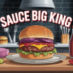 Burger avec sauce Big King dorée et ingrédients frais