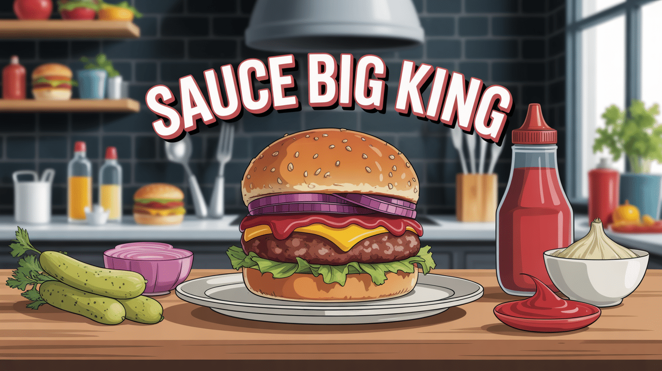 Burger avec sauce Big King dorée et ingrédients frais