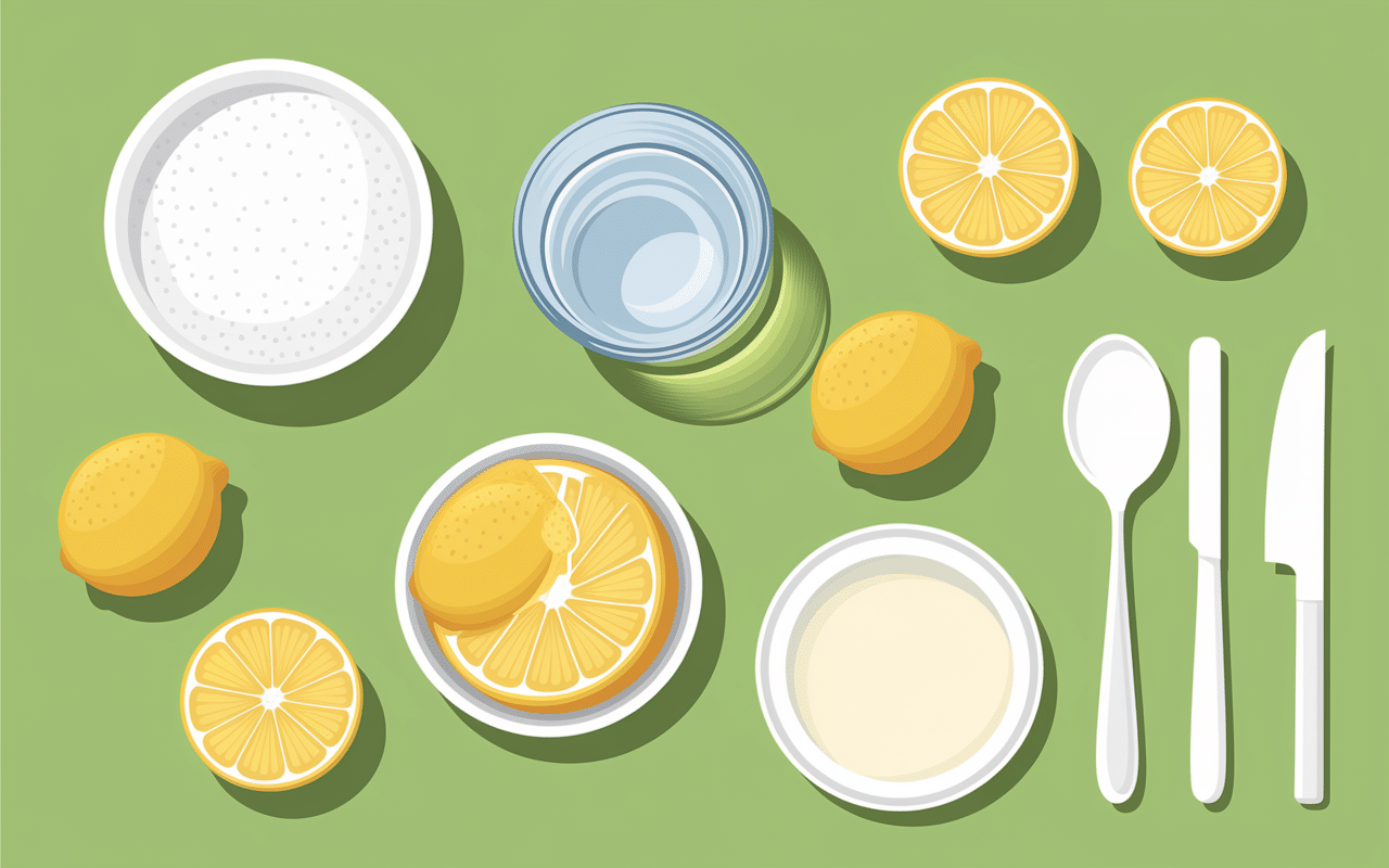 Ingrédients sorbet citron sans sorbetière sur une table