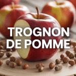 Vue macro trognon de pomme croqué avec pépins
