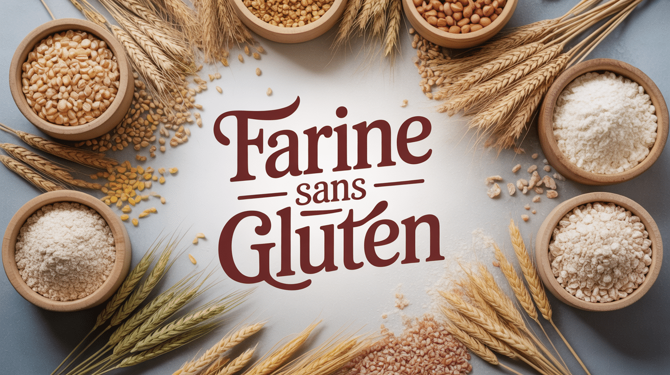 Farine sans gluten variétés présentées en bols
