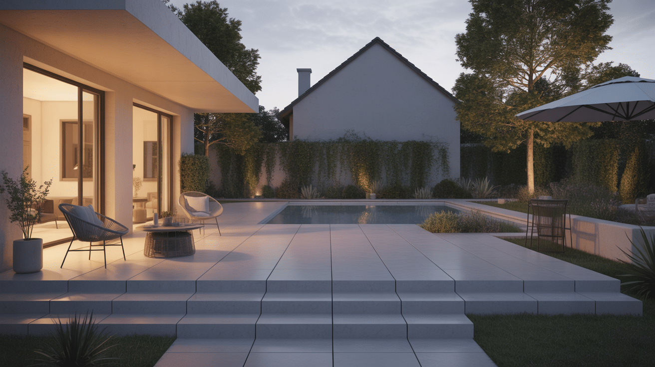 amenagement terrasse beton vue 3D finitions et ambiance