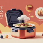 Illustration boîte repas isotherme chaud longue durée avec coupe et icônes