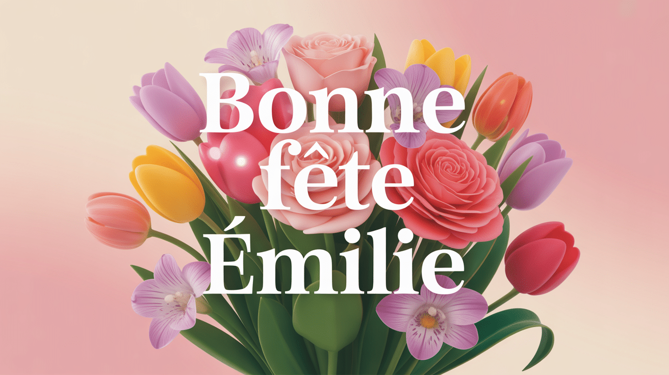 bonne fete emilie fleurs, grand bouquet pastel
