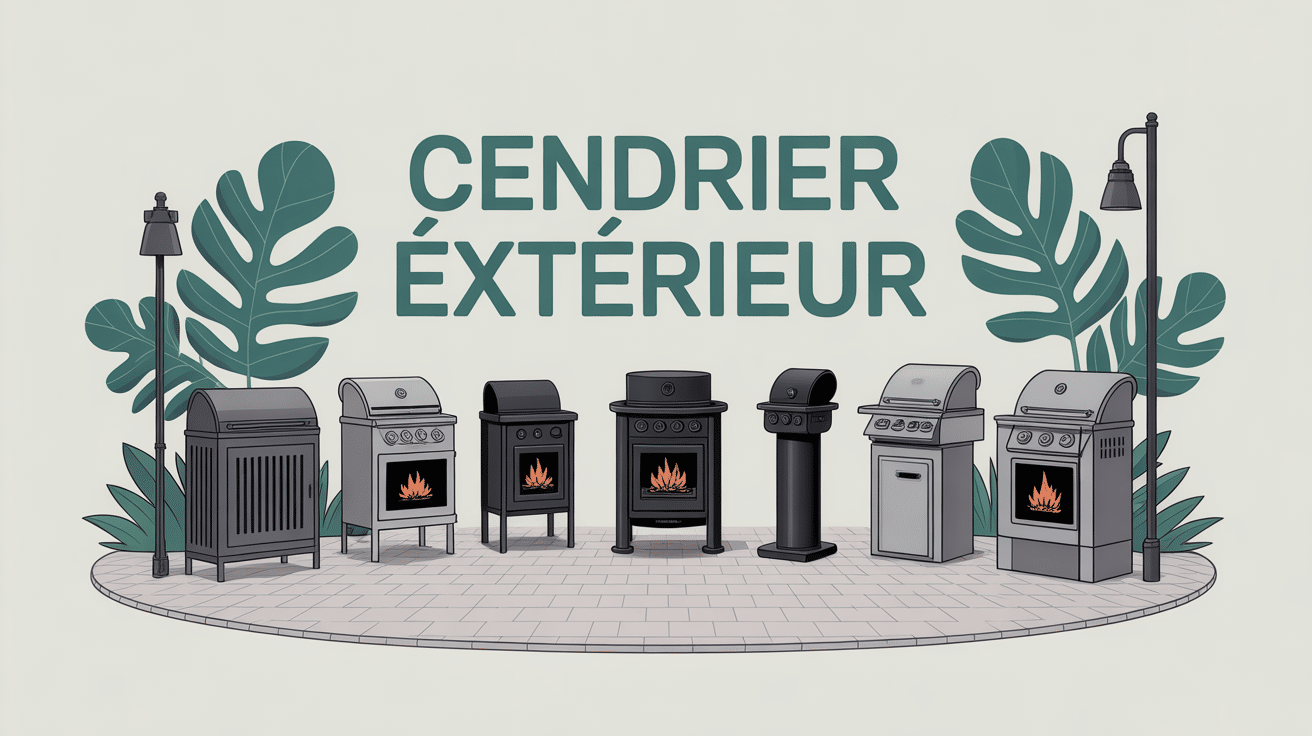 Illustration cendrier exterieur mural, sur pied, anti pluie et design