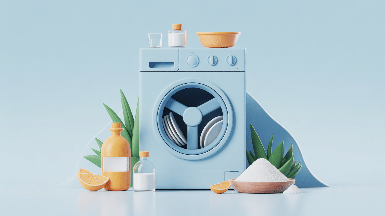 Illustration 3D, en panne de pastille lave vaisselle, alternatives et sécurité