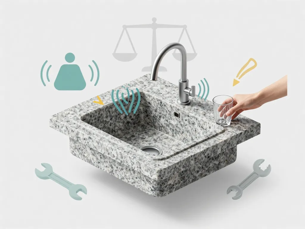 évier granit inconvénient poids, renforts, bruit et ergonomie