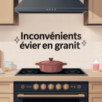 évier granit inconvénient avec taches, calcaire, rayures et choc thermique