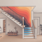 Illustration fermer un escalier pour garder la chaleur avec flux chaud et froid