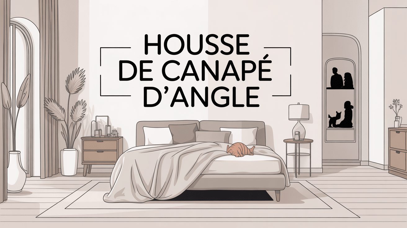 Housse canapé d'angle dans salon moderne, guide visuel