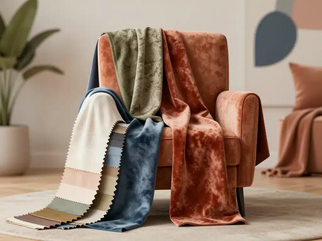 housse de fauteuil extensible velours jacquard coton polyester