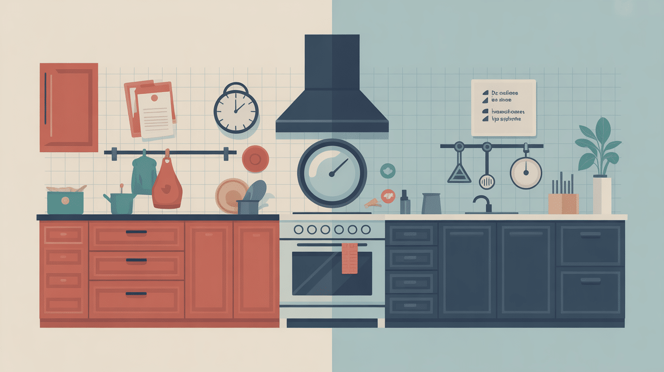 Illustration isométrique les cuisinistes à éviter, signaux d’alerte vs bonnes pratiques