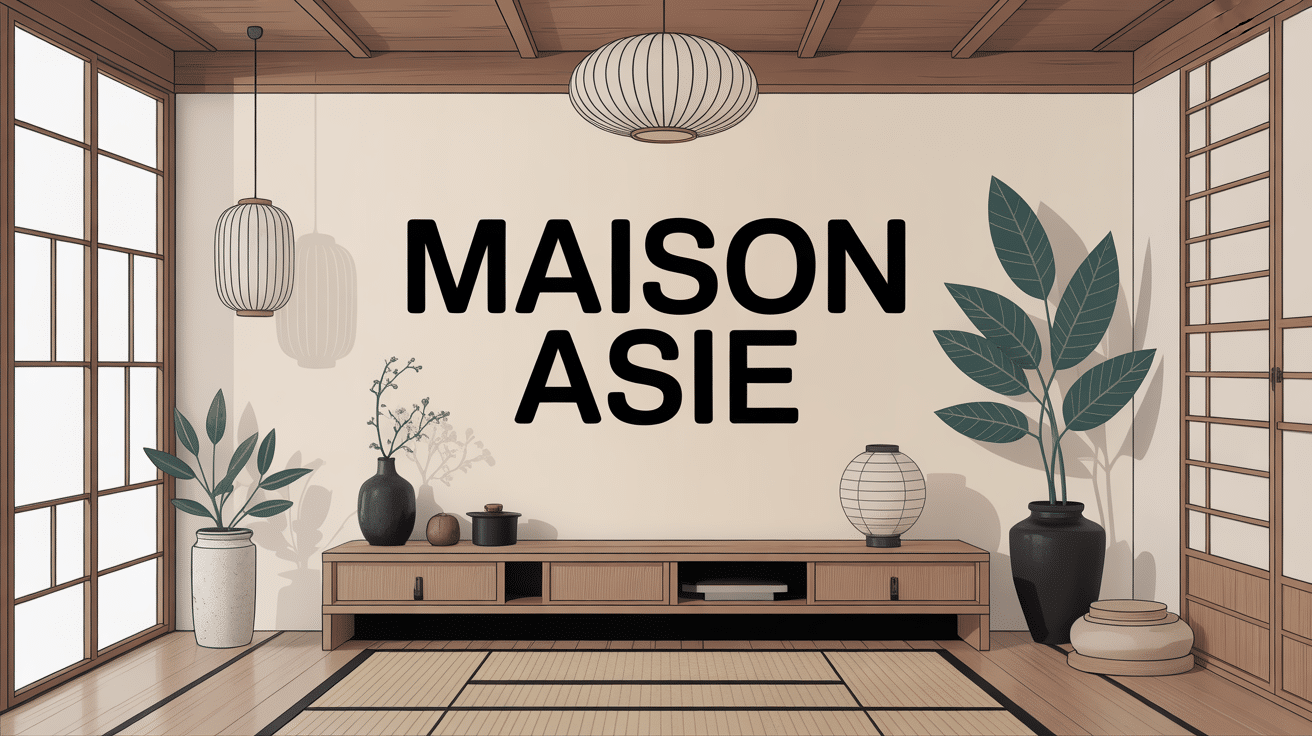 maison asie illustration intérieur zen minimaliste