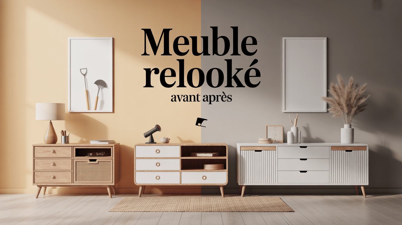 Illustration meuble relooké avant apres, scène avant après multi-meubles