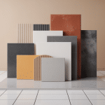 Illustration isométrique poid carrelage au m2 selon matériau, épaisseur et support