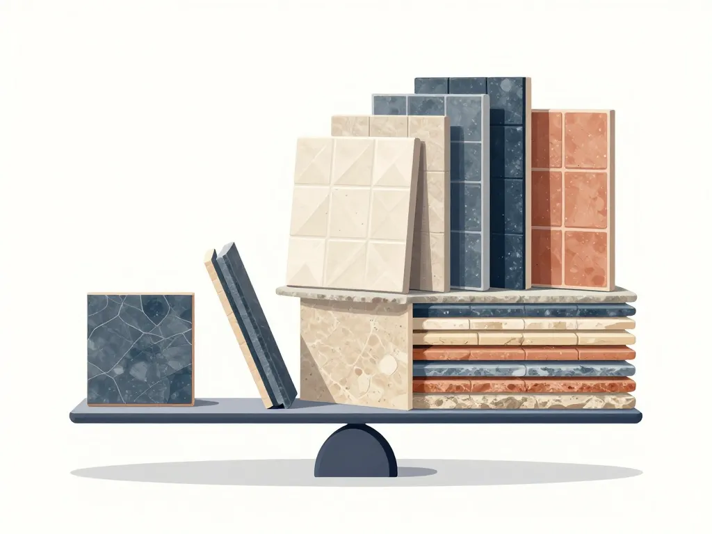 Comparatif visuel du poids carrelage m2 par type et épaisseur