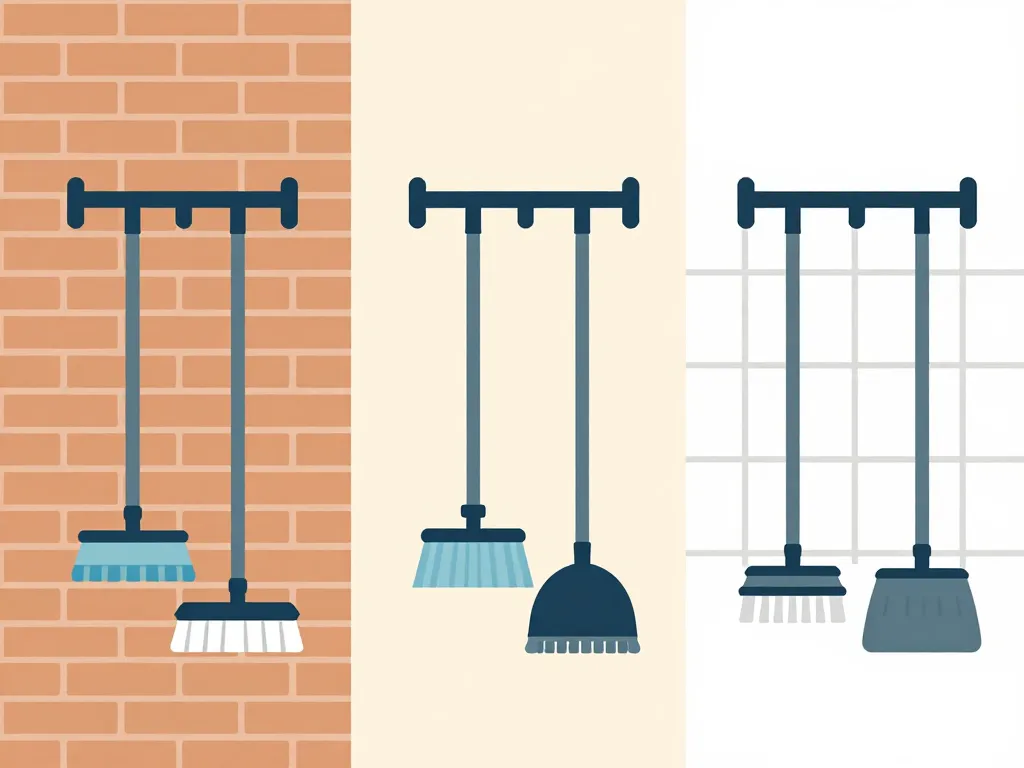 Diagramme accroche balai mural pour différents murs et nombre d’outils