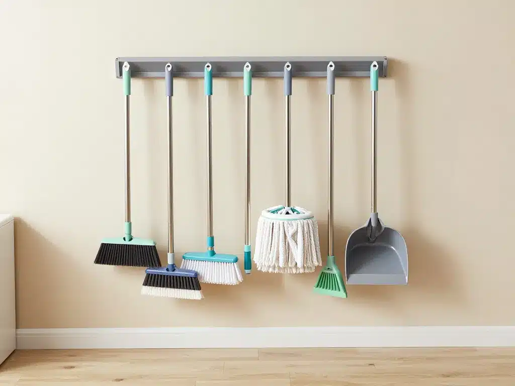 Accroche balai mural pour rangement compact des outils de ménage