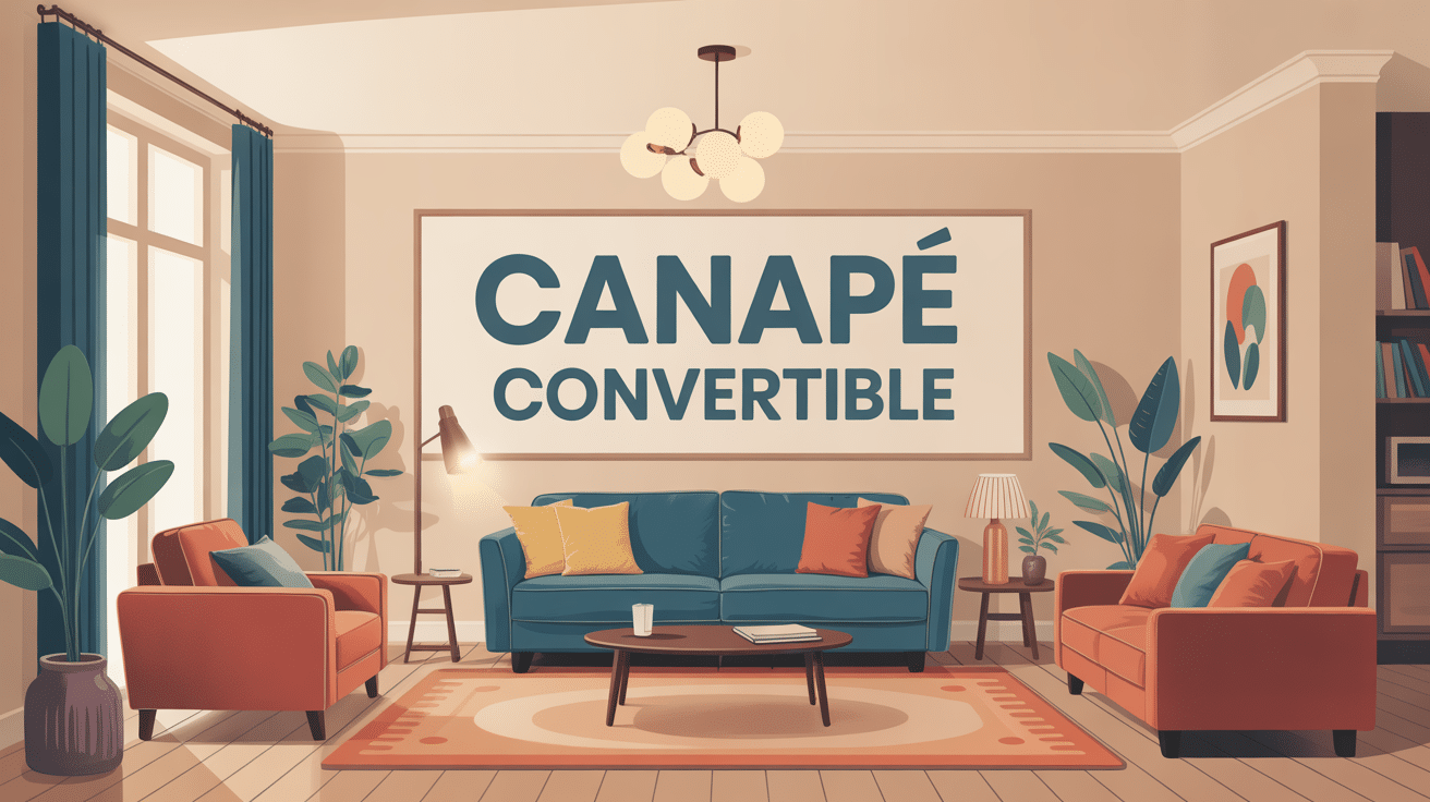 illustration canapé convertible convertible center dans salon chaleureux