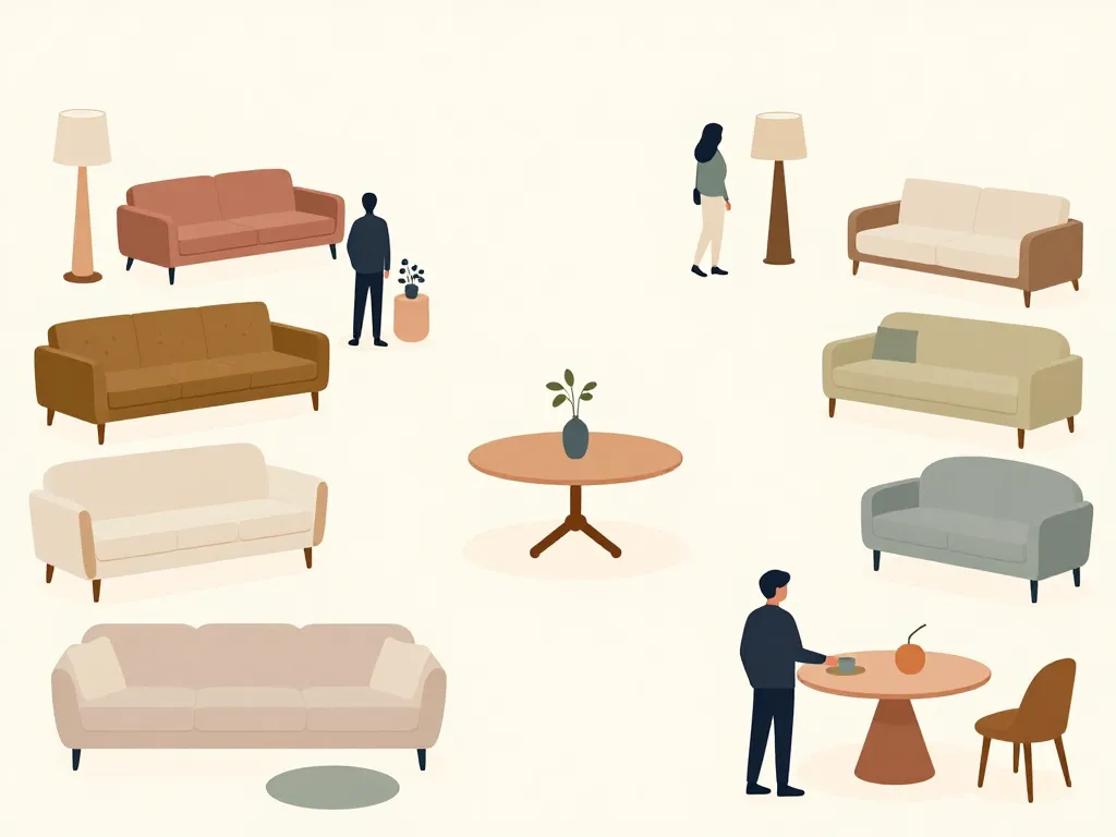 Scène marketplace design market mobilier galerie virtuelle