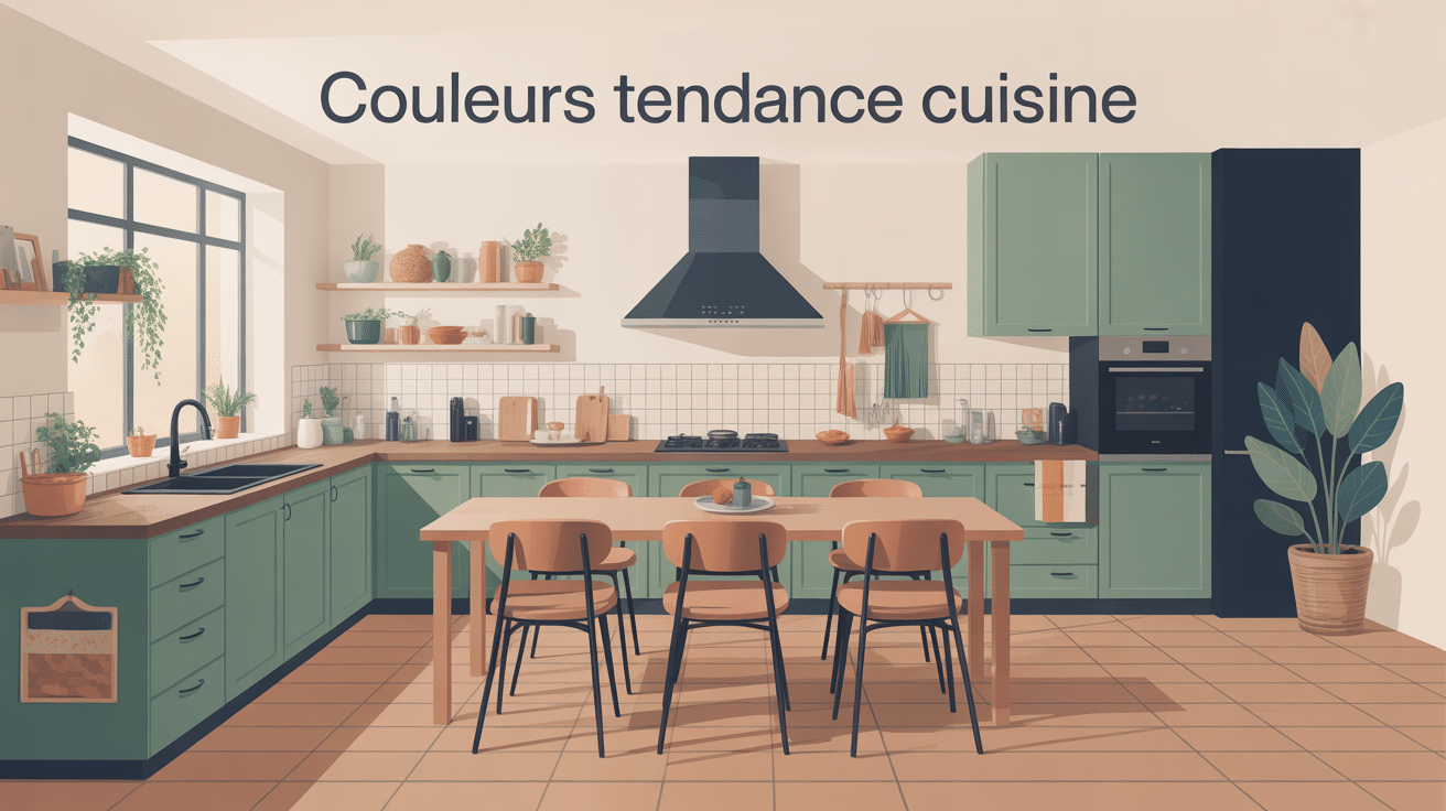 illustration cuisine moderne couleur tendance pour cuisine 2025