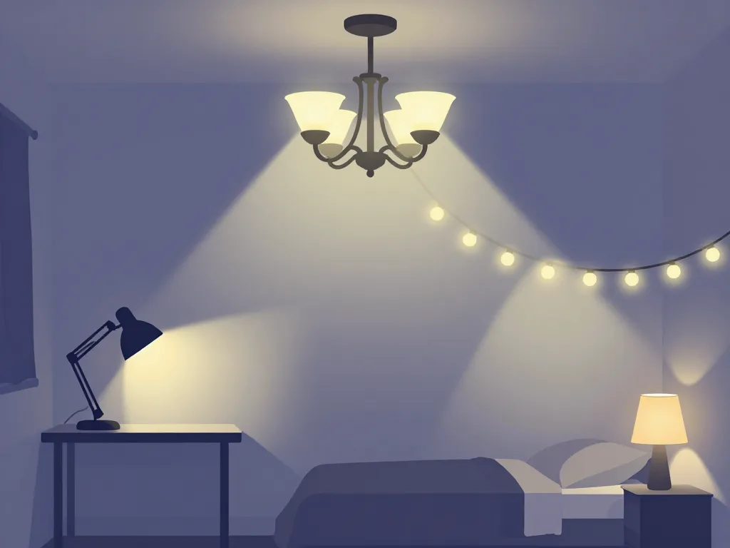 éclairage global lustre chambre ado schéma