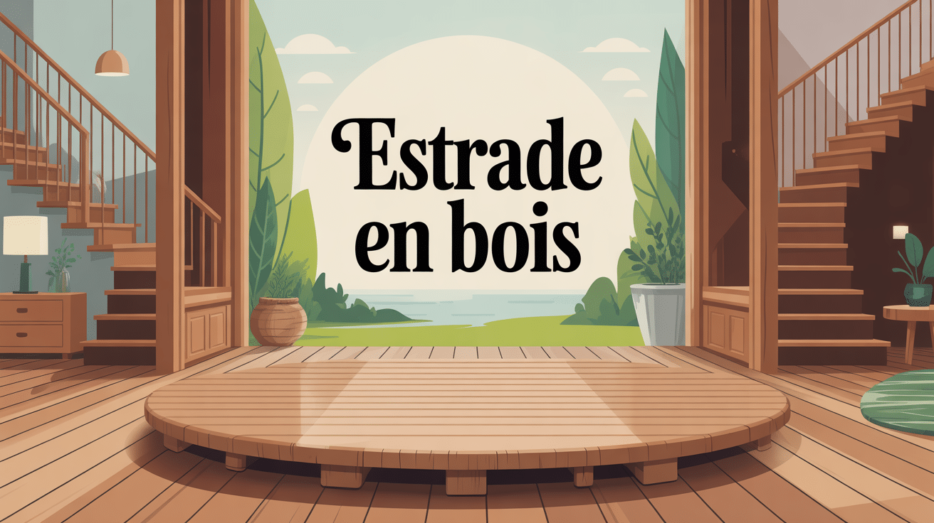 illustration estrade en bois scène chambre terrasse