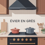 evier en gres moderne intégré plan de travail
