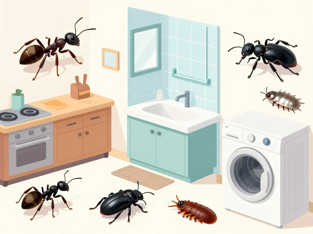 reconnaître insecte noir maison cuisine salle de bain