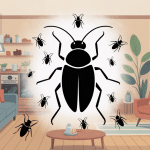 illustration insecte noir maison sur fond habitat