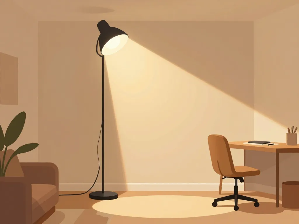 lampe halogène sur pied mise en scène salon