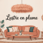 lustre en plume suspendu dans salon cocooning
