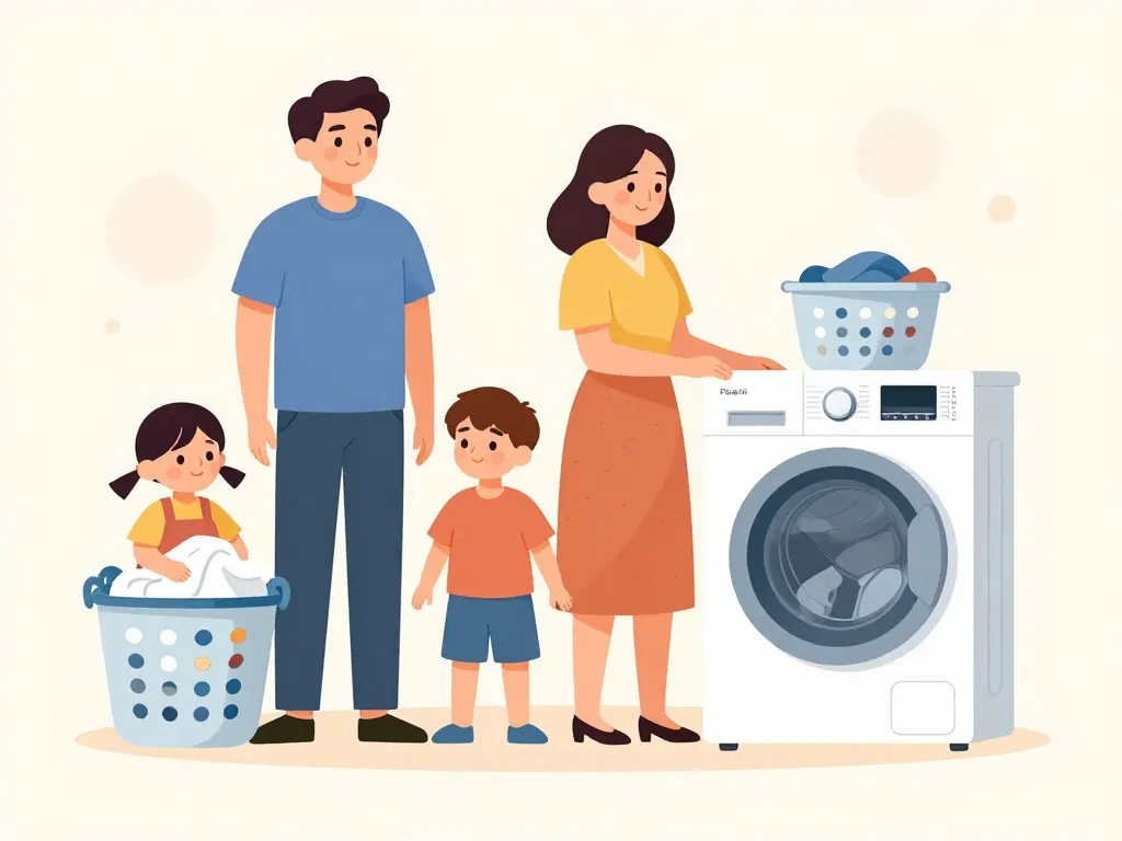 Différents foyers avec machine à laver 8kg et paniers de linge