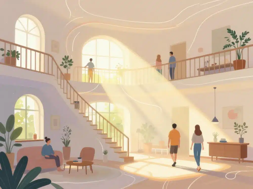 maison plan etage circulation lumière naturelle escalier